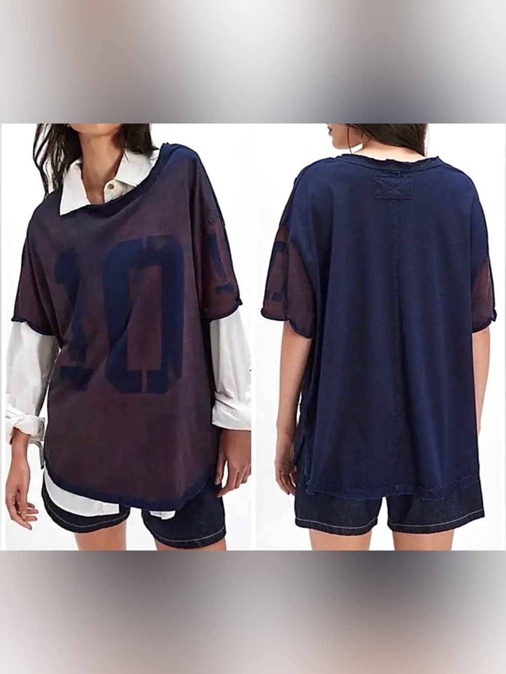 New We The Free by Free People Laid Back Tee ~ Navy and Burgundy